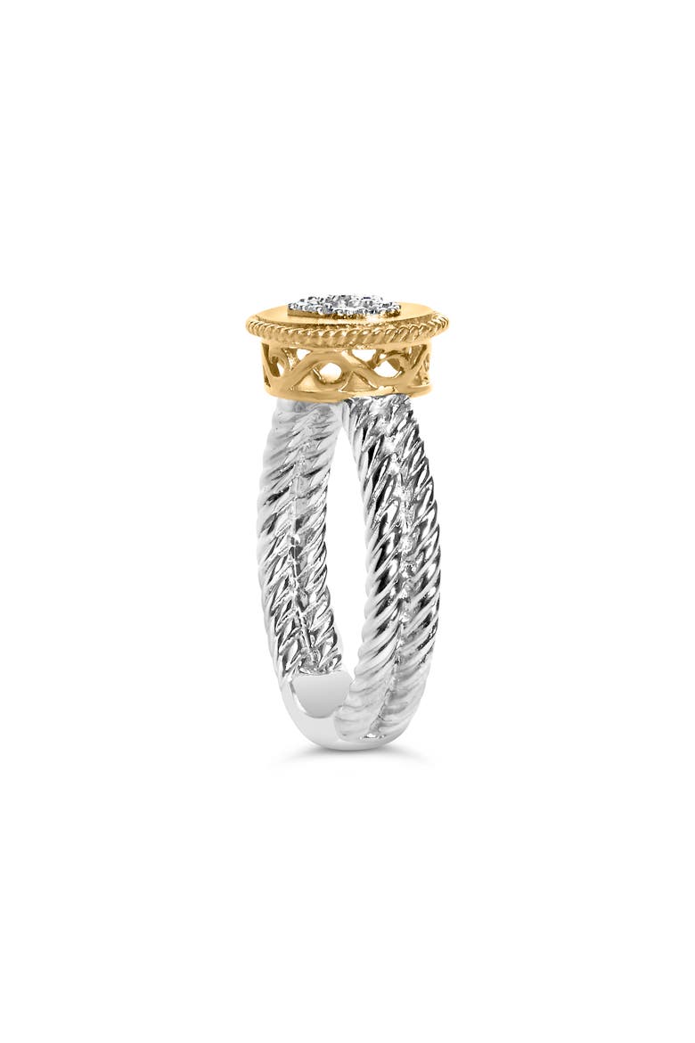 18K Yellow Gold Plated Silver Diamond Heart Ring with Satin Finish, Alternate, color, Yellow