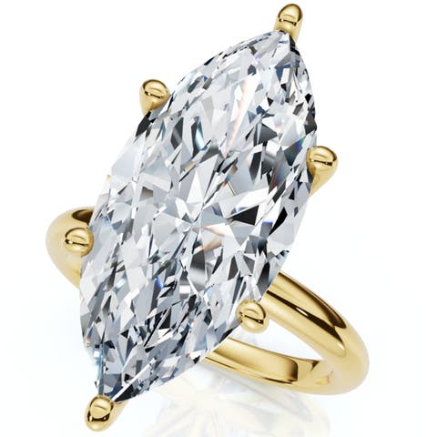Certified 6Ct Marquise Solitaire Diamond Engagement Ring 14k Gold Lab Grown