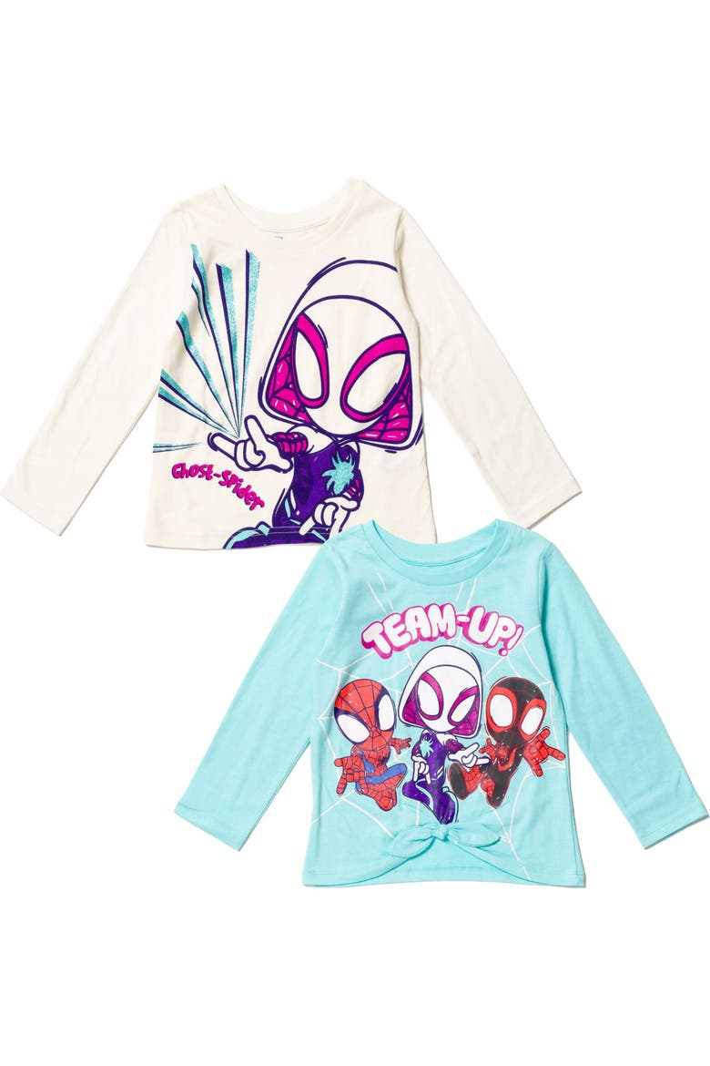 Spidey and His Amazing Friends 2-Piece Long Sleeve T-Shirts, Main, color, Ghost Spider Teal