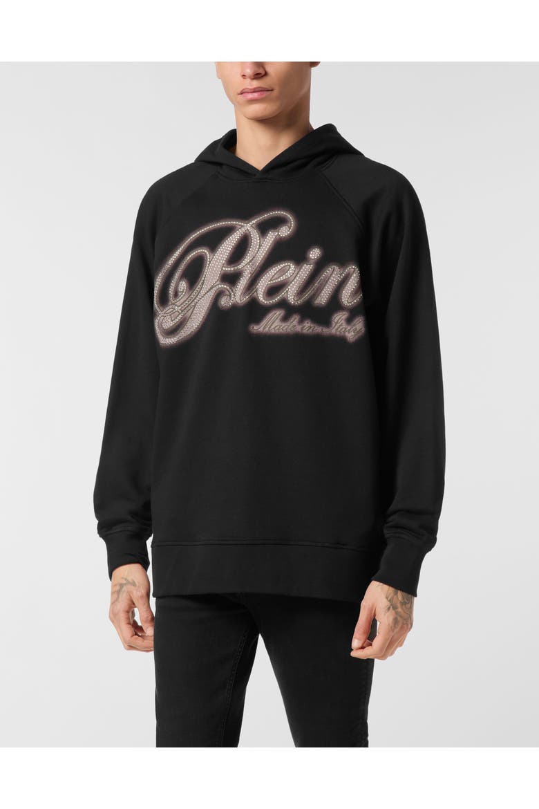 Hoodie Basic Strass Signature Men, Main, color, black