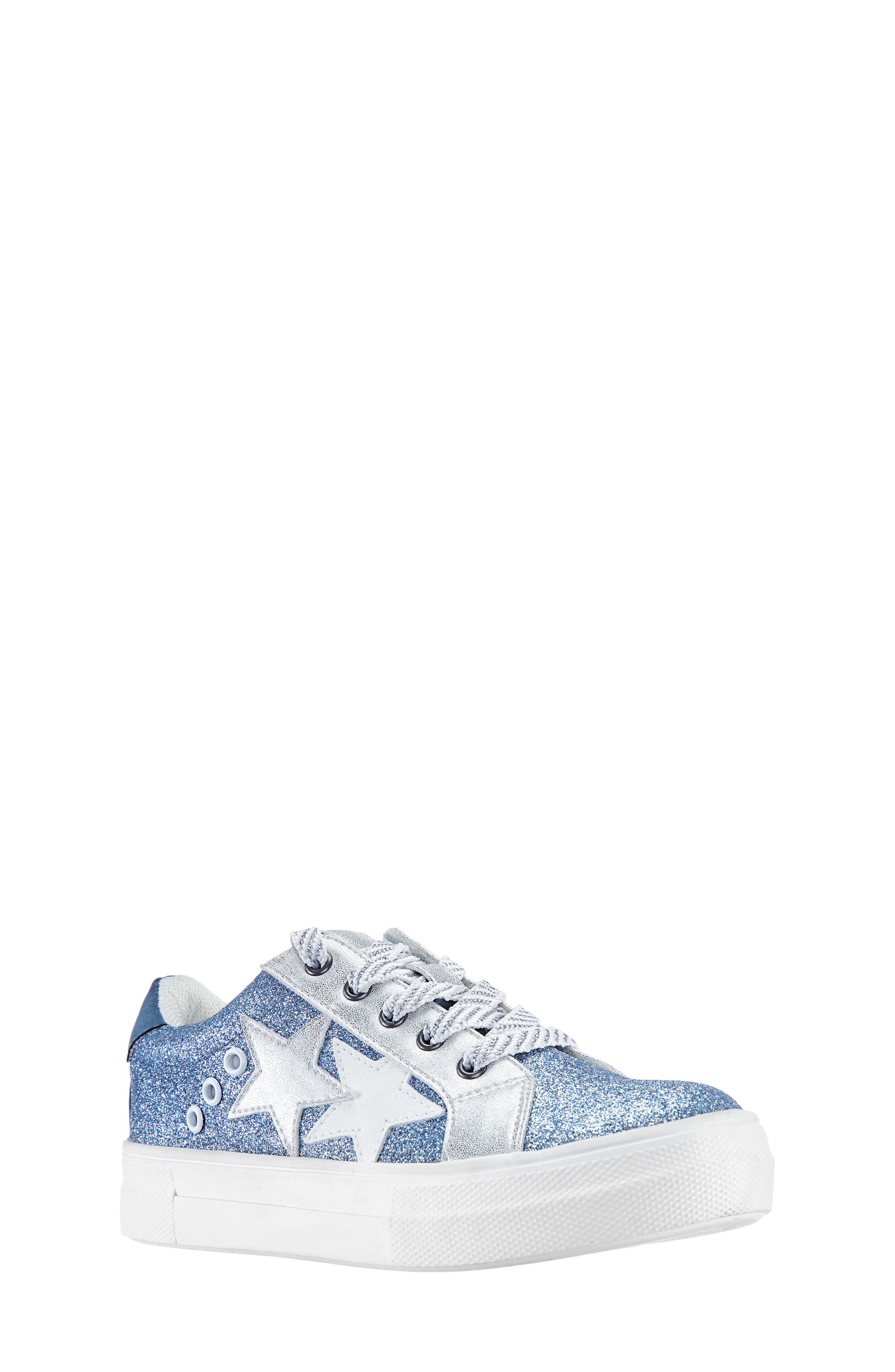 Lizzet Glitter Star Sneaker, Main, color, BLUE GLITTER