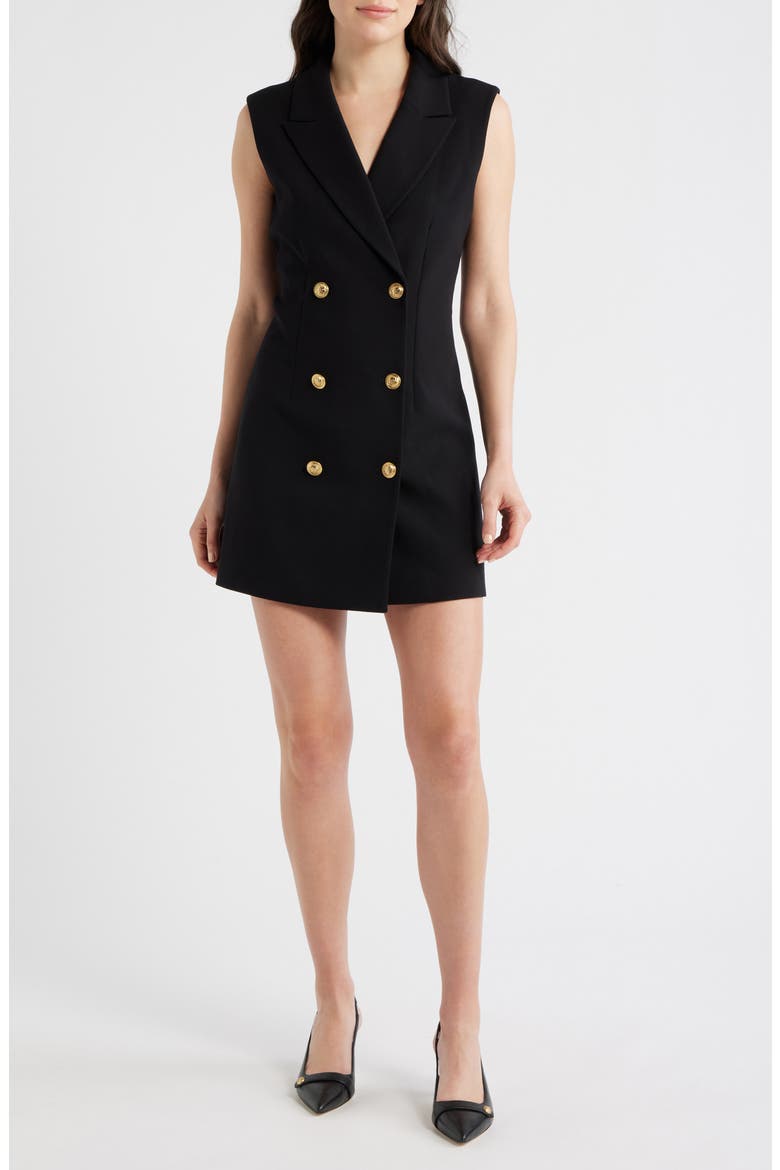 Whisper Double Breasted Blazer Dress, Main, color, BLACK