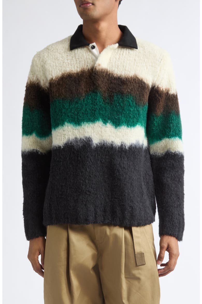 Chusen Dyed Wool Blend Polo Sweater, Main, color, BLACK MULTI