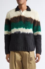 Sacai Chusen Dyed Wool Blend Polo Sweater