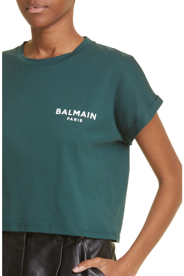 Flocked Logo Crop T-Shirt, Alternate, color, UFK GREEN/ MULTI