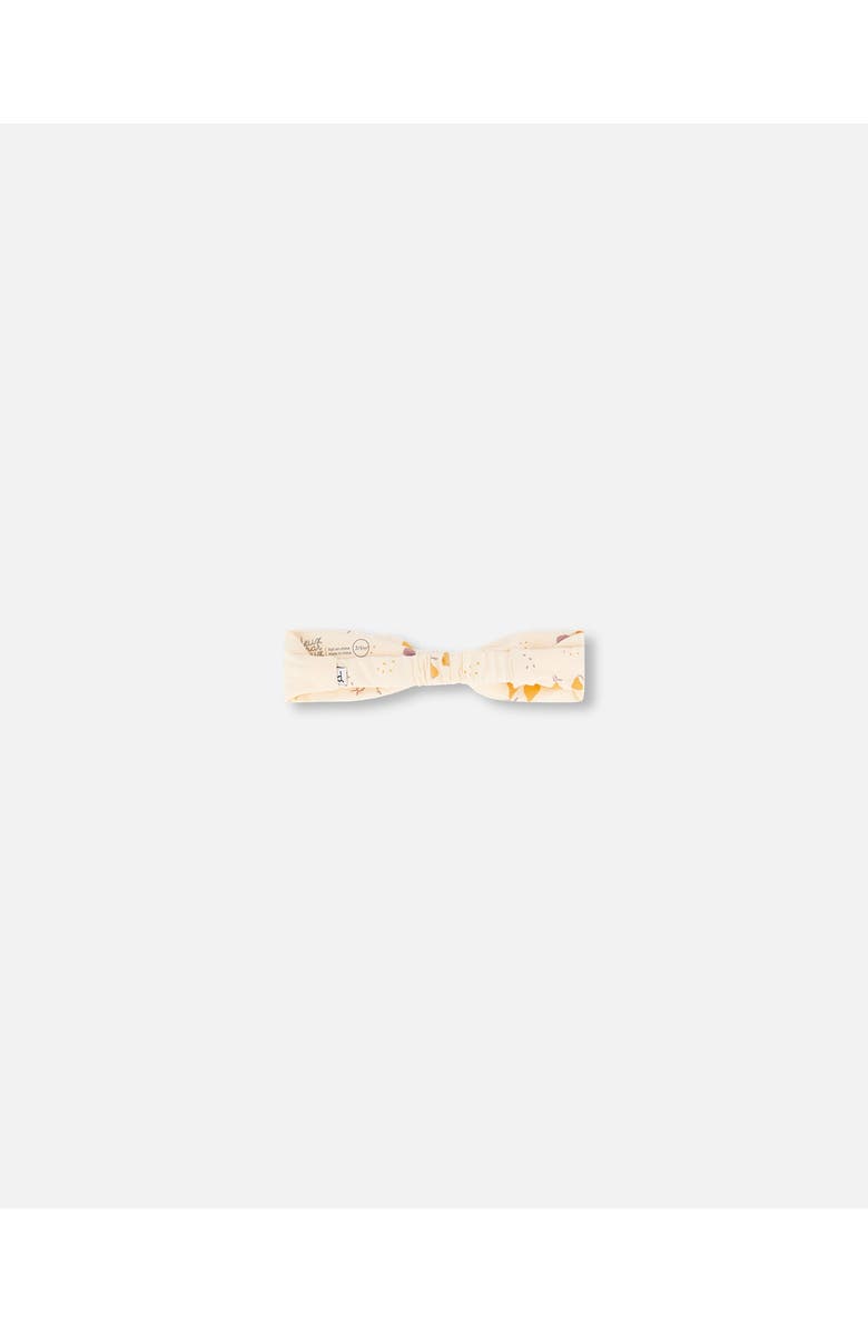Deux par Deux Baby Girl's Printed Organic Cotton Headband Peach With Pears, Alternate, color, 