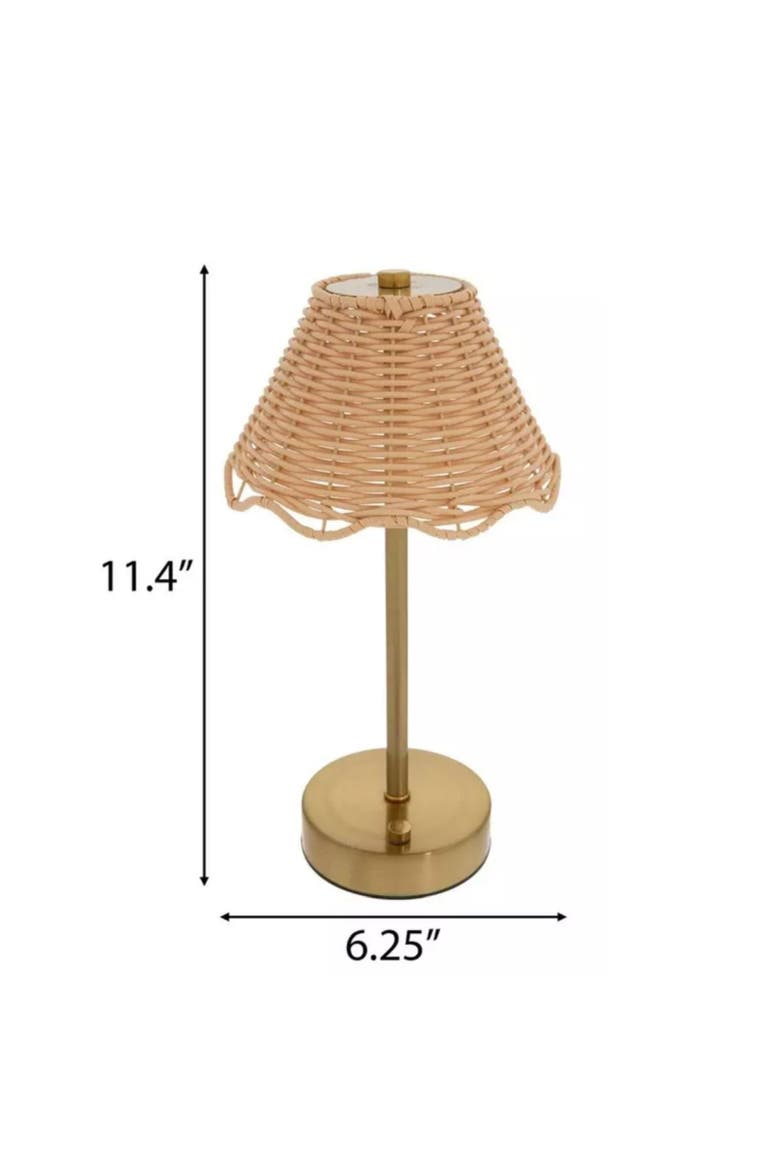 Scalloped Rattan LED Table Lamp, Alternate, color, Natural