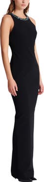Balmain Long sleeveless dress in embroidered velvet