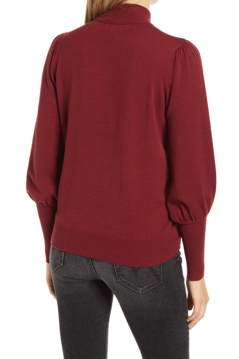 Juliet Sleeve Pullover Sweater, Alternate, color, CABERNET