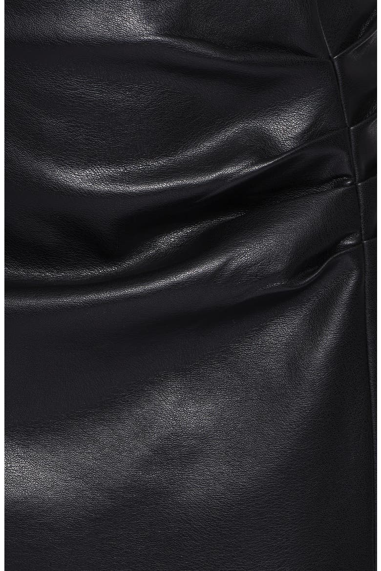Freida Faux Leather Lace Trim Midi Skirt, Alternate, color, BLACK