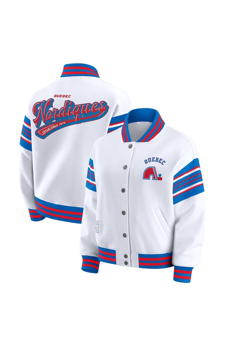 WEAR by Erin Andrews Women's WEAR by Erin Andrews White/Blue Quebec Nordiques Full-Snap Fleece Sweatshirt Jacket, Alternate, color, Blue