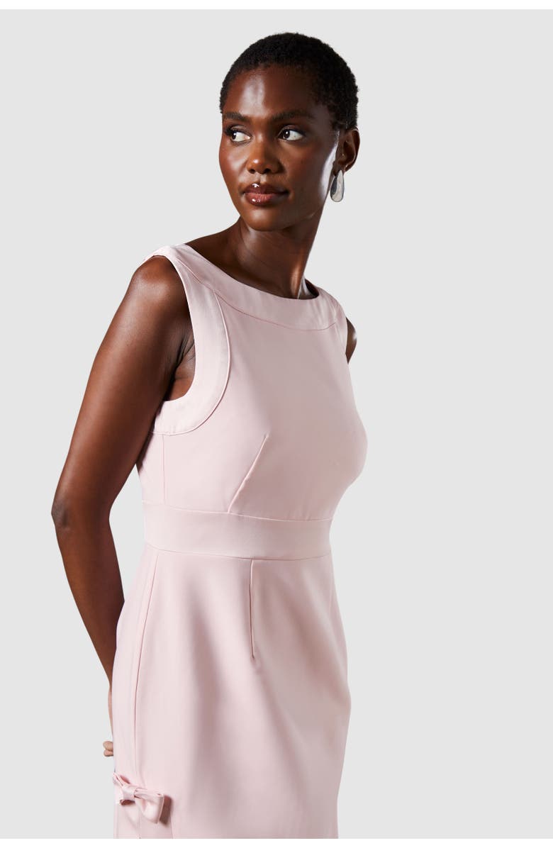 Coast Bow Detail Round Neck Midaxi Dress, Alternate, color, Pink