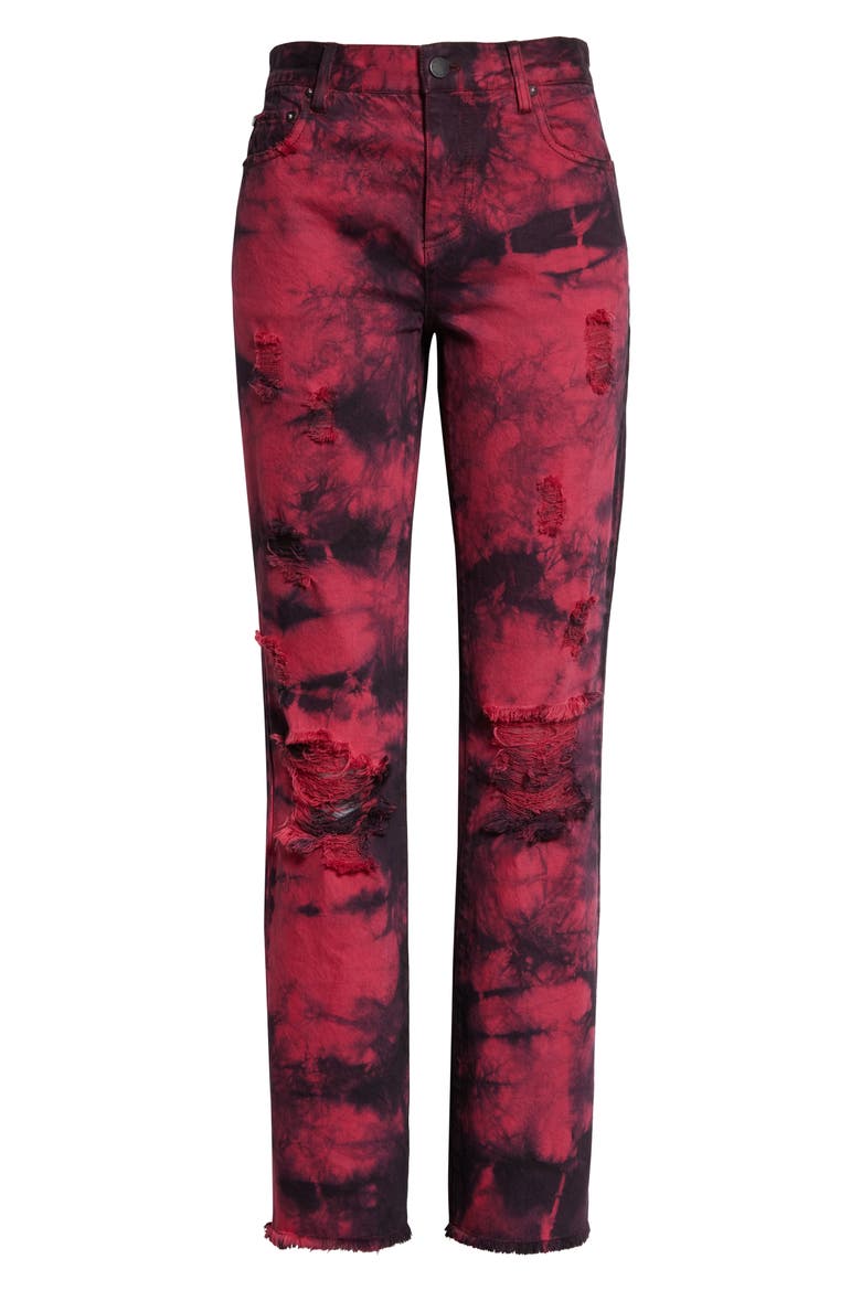 Genevieve Tie Dye Distressed Baggy Jeans, Alternate, color, TIE DYE