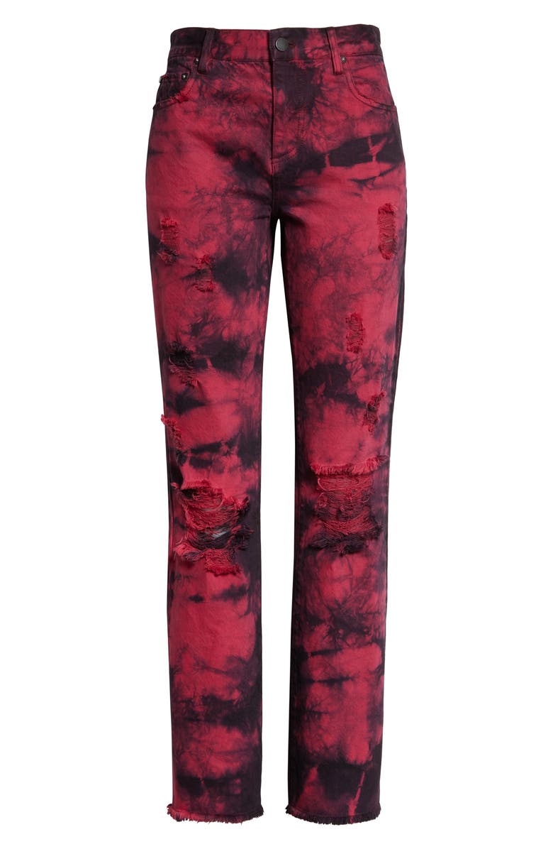Alice + Olivia Genevieve Tie Dye Distressed Baggy Jeans, Alternate, color, 