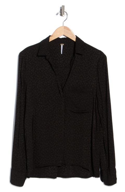 Susan Satin Jacquard Button Down Shirt