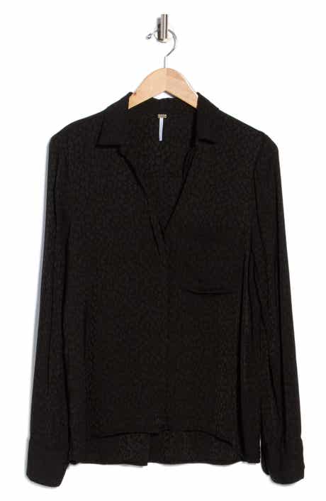 Susan Satin Jacquard Button Down Shirt