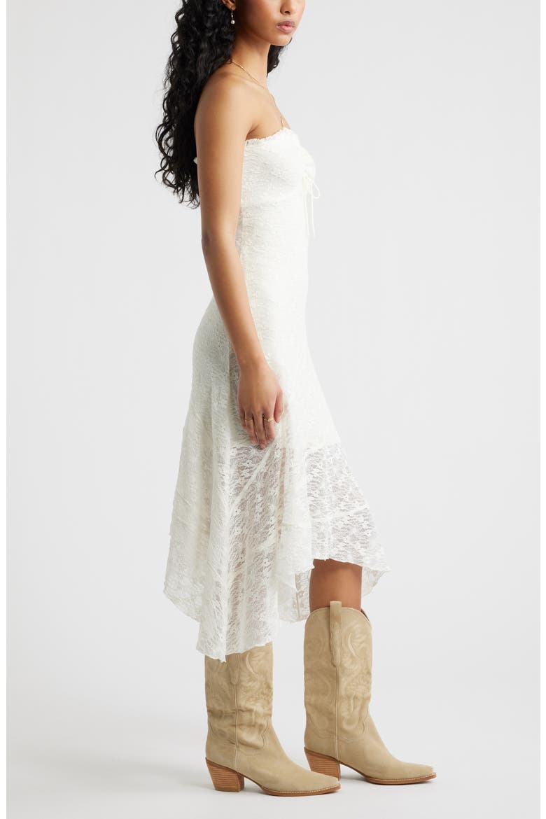 Strapless Lace Asymmetric Hem Dress, Alternate, color, IVORY