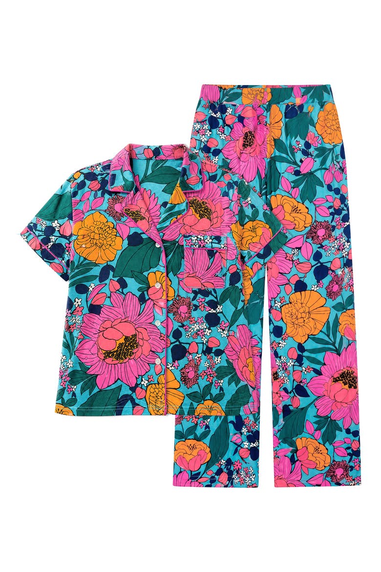 Floral Notch Collar Pajama Set, Alternate, color, MACRO FLORAL CAPRI