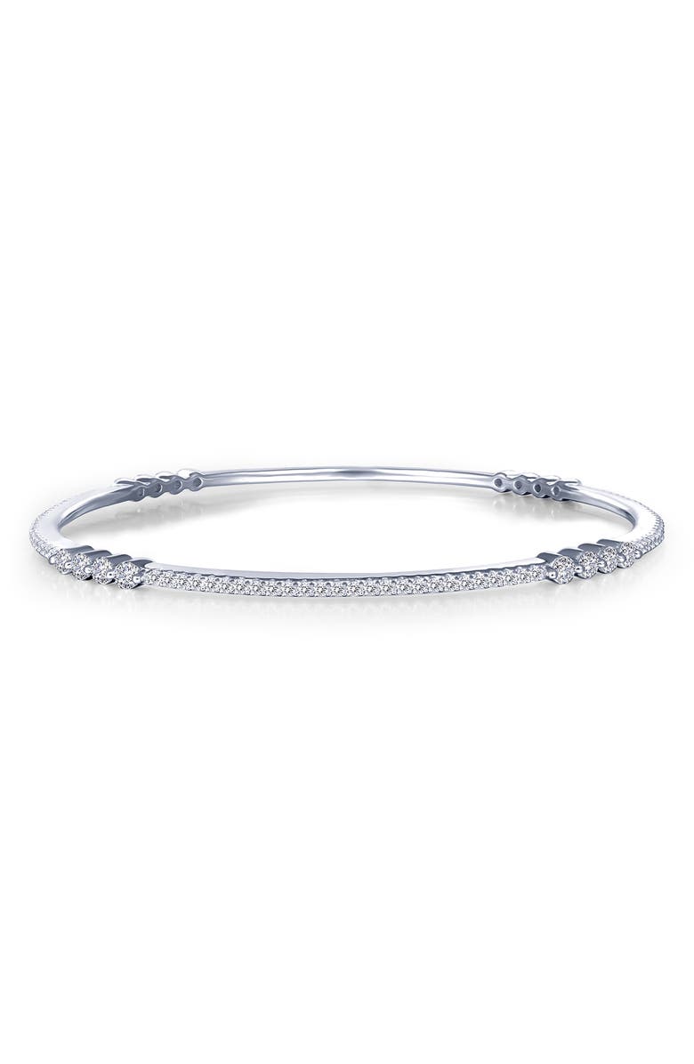 Lafonn Platinum Bonded Simulated Diamond Classic Bangle Bracelet, Main, color, White