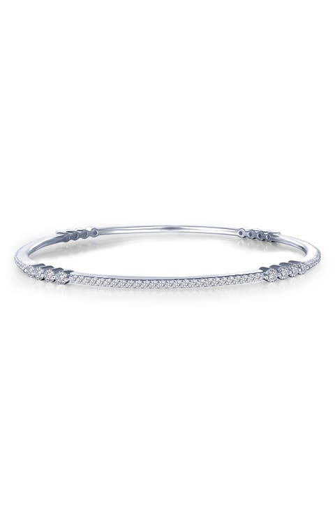 Platinum Bonded Simulated Diamond Classic Bangle Bracelet