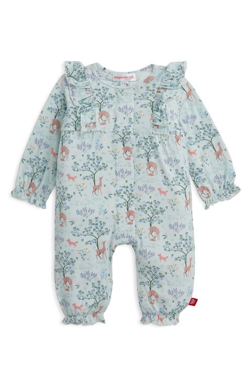 Magnetic Me Babies'  Love You Deerly Ruffle Magnetic Romper In Blue