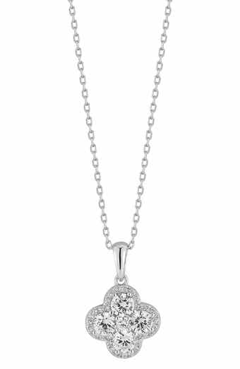 Cubic Zirconia Clover Pendant Necklace