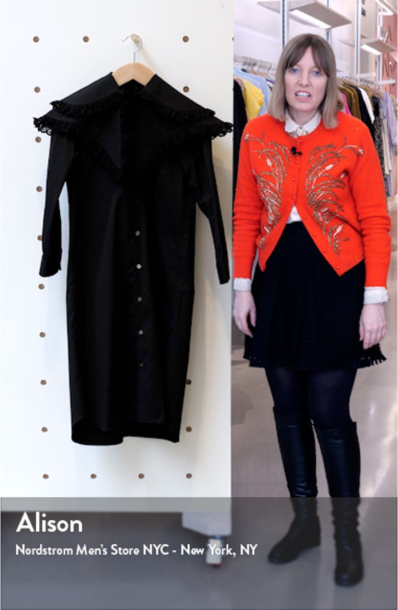 Tricot Comme des Garçons Ruffle Bib Long Sleeve Midi Shirtdress, sales video thumbnail