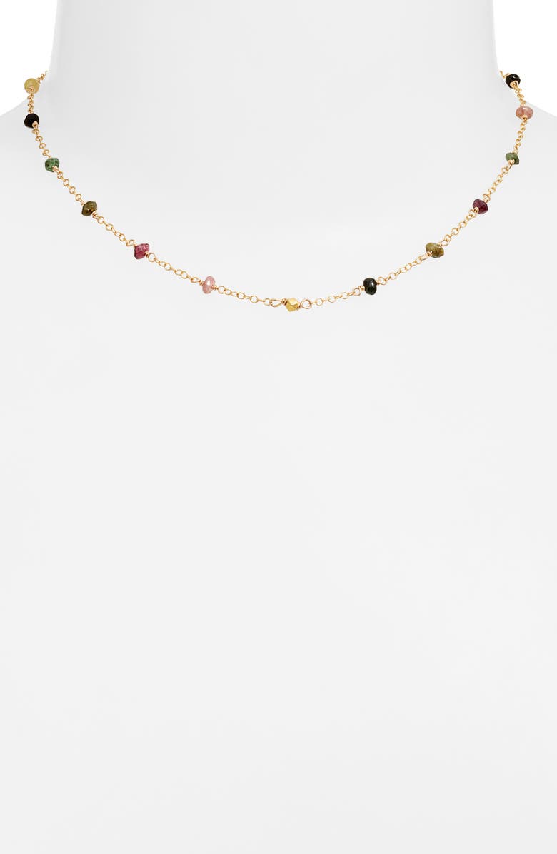 Kiara by Ki-Ele Leah Rainbow Tourmaline Choker, Alternate, color, Gold