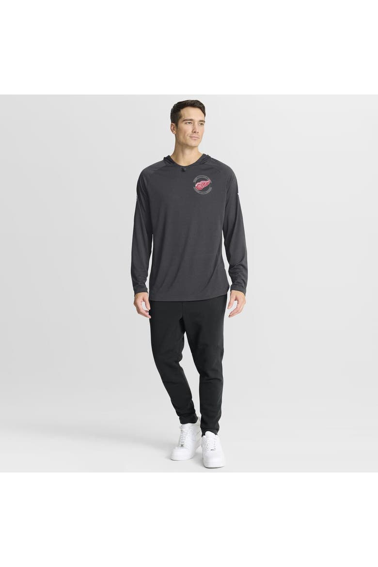 Men's Fanatics Charcoal Detroit Red Wings Authentic Pro Rink Raglan Hoodie, Alternate, color, Charcoal