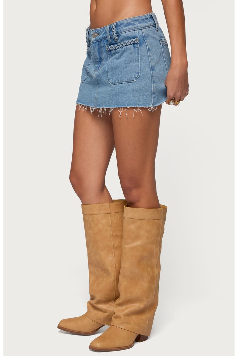 Gloriana Cutoff Denim Miniskirt, Alternate, color, LIGHT-BLUE-WASHED