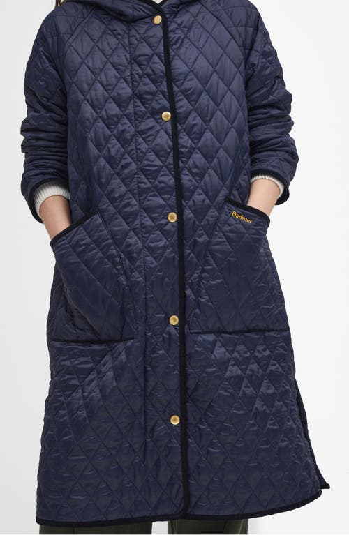 Barbour Harmby Hooded Quilted Coat In Blue