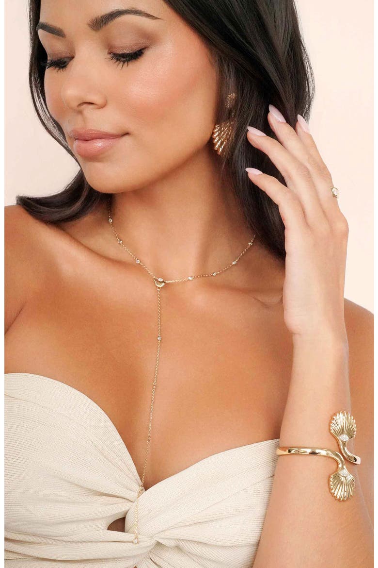 Santorini Shell Y-Necklace, Alternate, color, GOLD