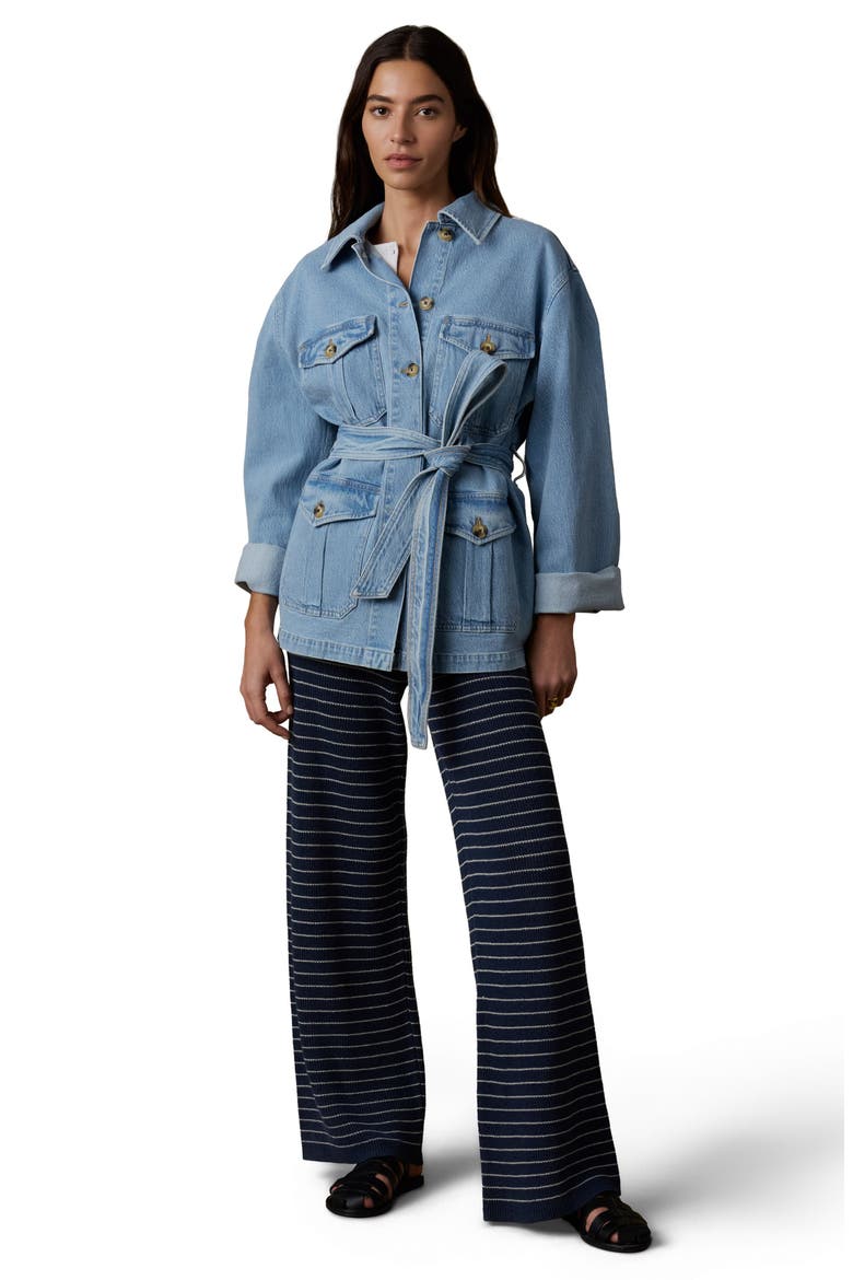 Solstice Tie Waist Denim Jacket, Alternate, color, BAY DRIFT WASH
