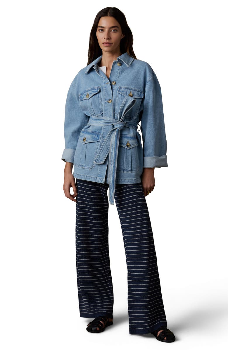 Faherty Solstice Tie Waist Denim Jacket, Alternate, color, Bay Drift Wash