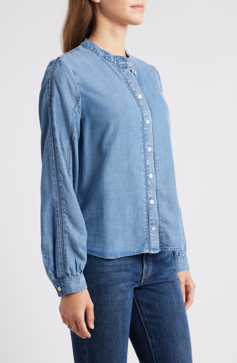 Cloth & Stone Lace Trim Denim Shirt, Alternate, color, Winter Tides Wash