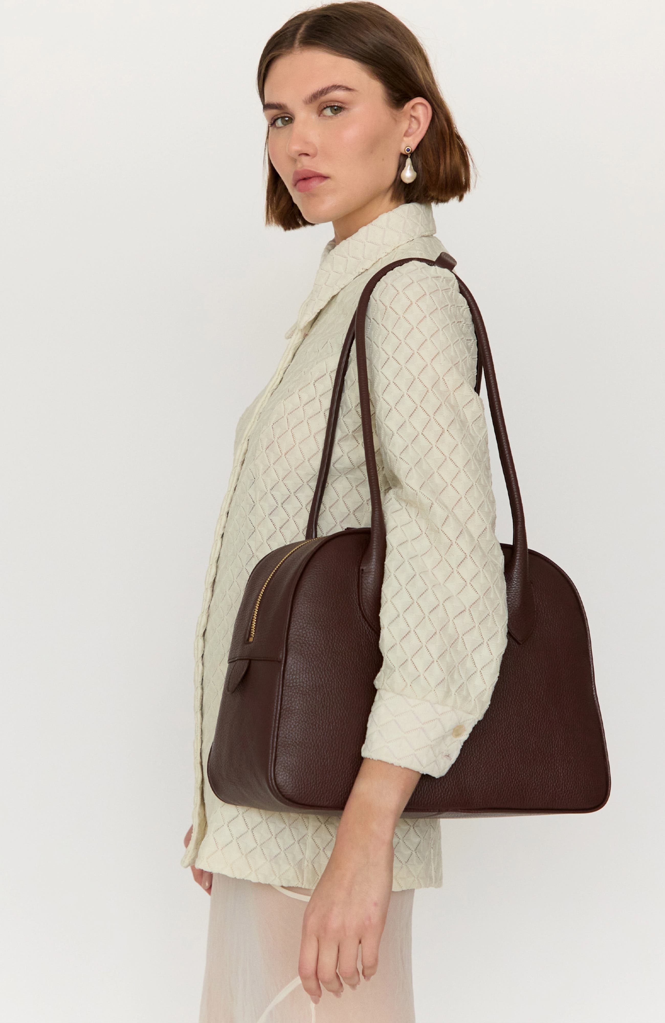 Leather Autostrada Tote Bag, Alternate, color, Brown