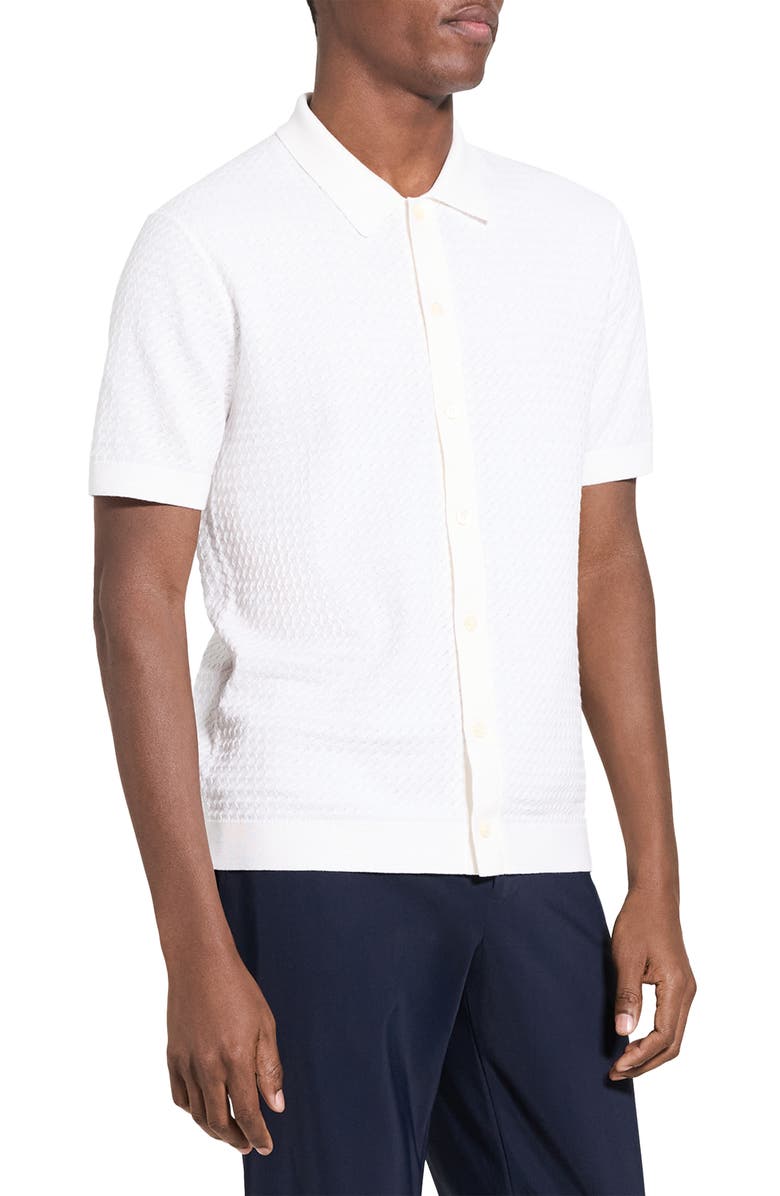 Theory Cairn in Cotton Short Sleeve Shirt, Alternate, color, Ivory