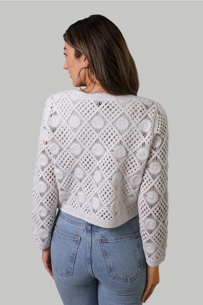 Violete Crochet Cardigan, Alternate, color, WHITE