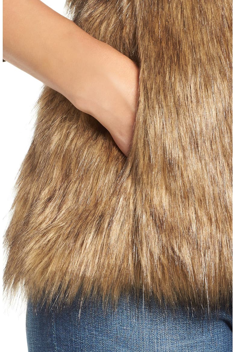 Faux Fur Vest, Alternate, color, TAN BROWN FAUX FUR