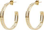 Argento Vivo Sterling Silver Imitation Pearl Molten Hoop Earrings