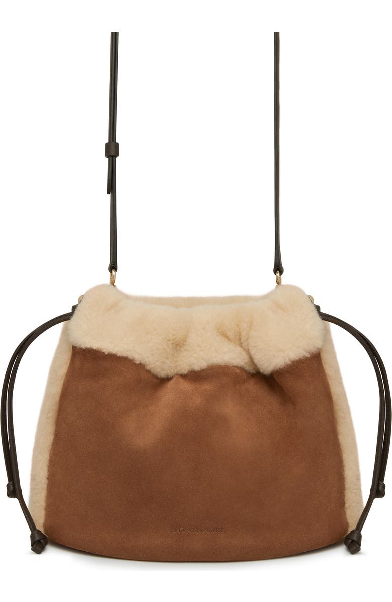 Strathberry Midi Suede & Genuine Shearling Handbag, Alternate, color, Tan