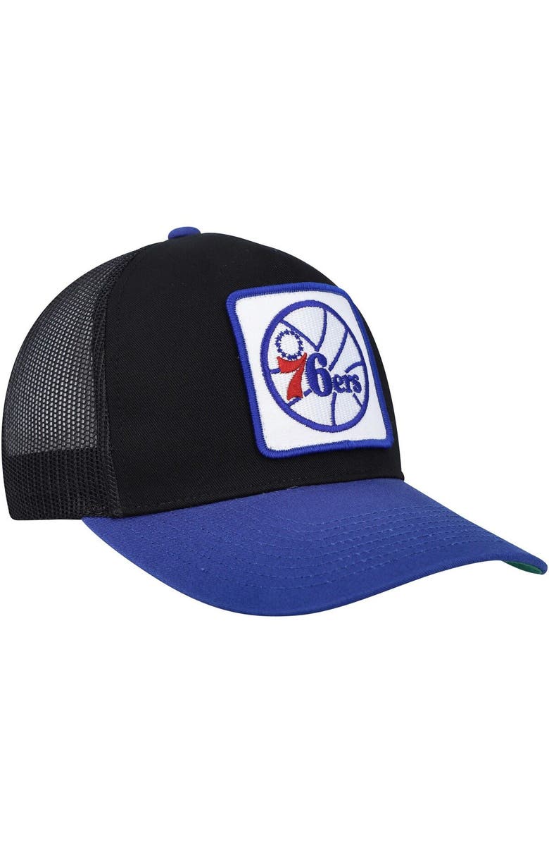 Mitchell & Ness Men's Mitchell & Ness Black/Blue Philadelphia 76ers SOUL Truck It Trucker Snapback Hat, Alternate, color, 