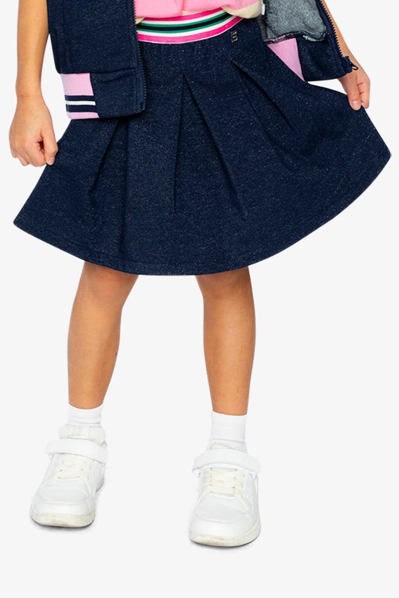 Ivy Pleated Soft Shimmer French Terry Skirt, Alternate, color, Navy Blue Denim