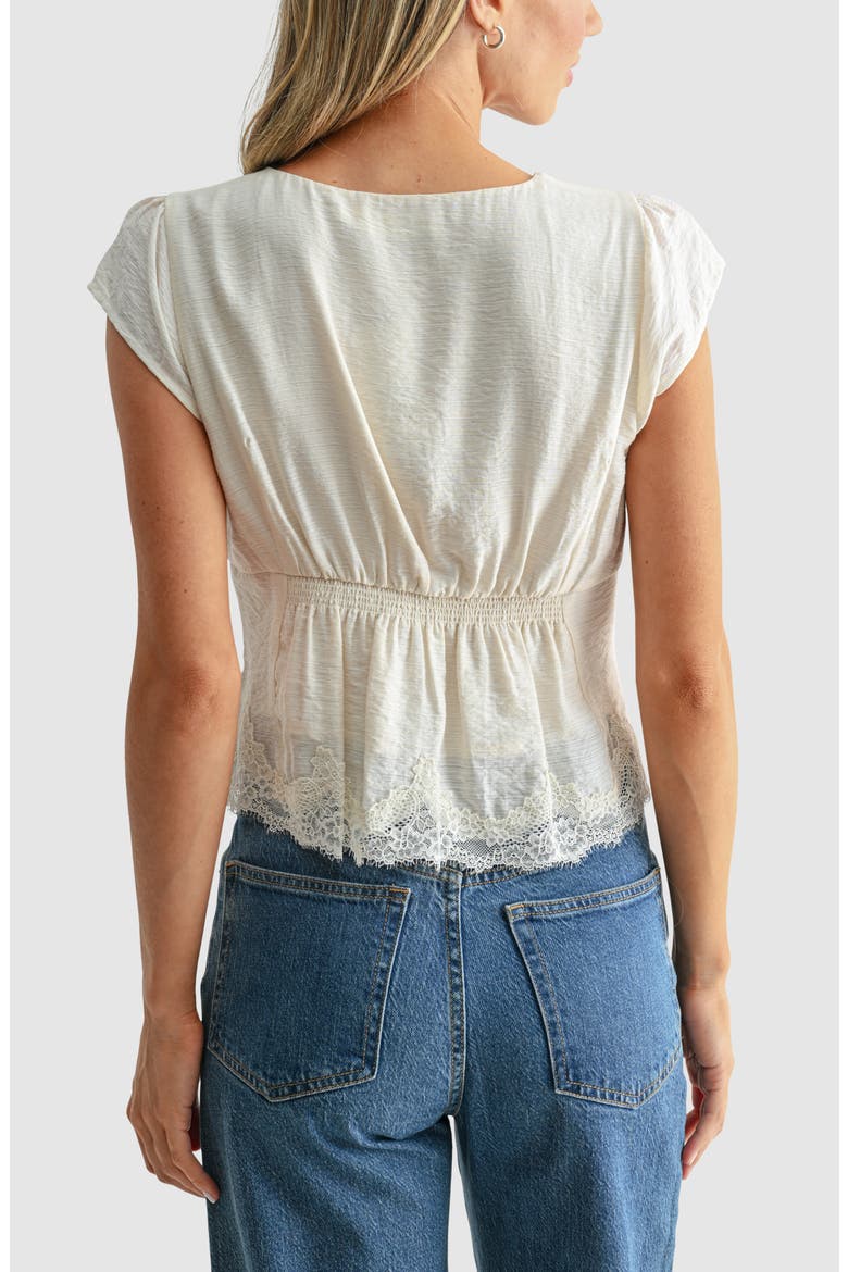 Lace Hem Cap Sleeve Top, Alternate, color, IVORY