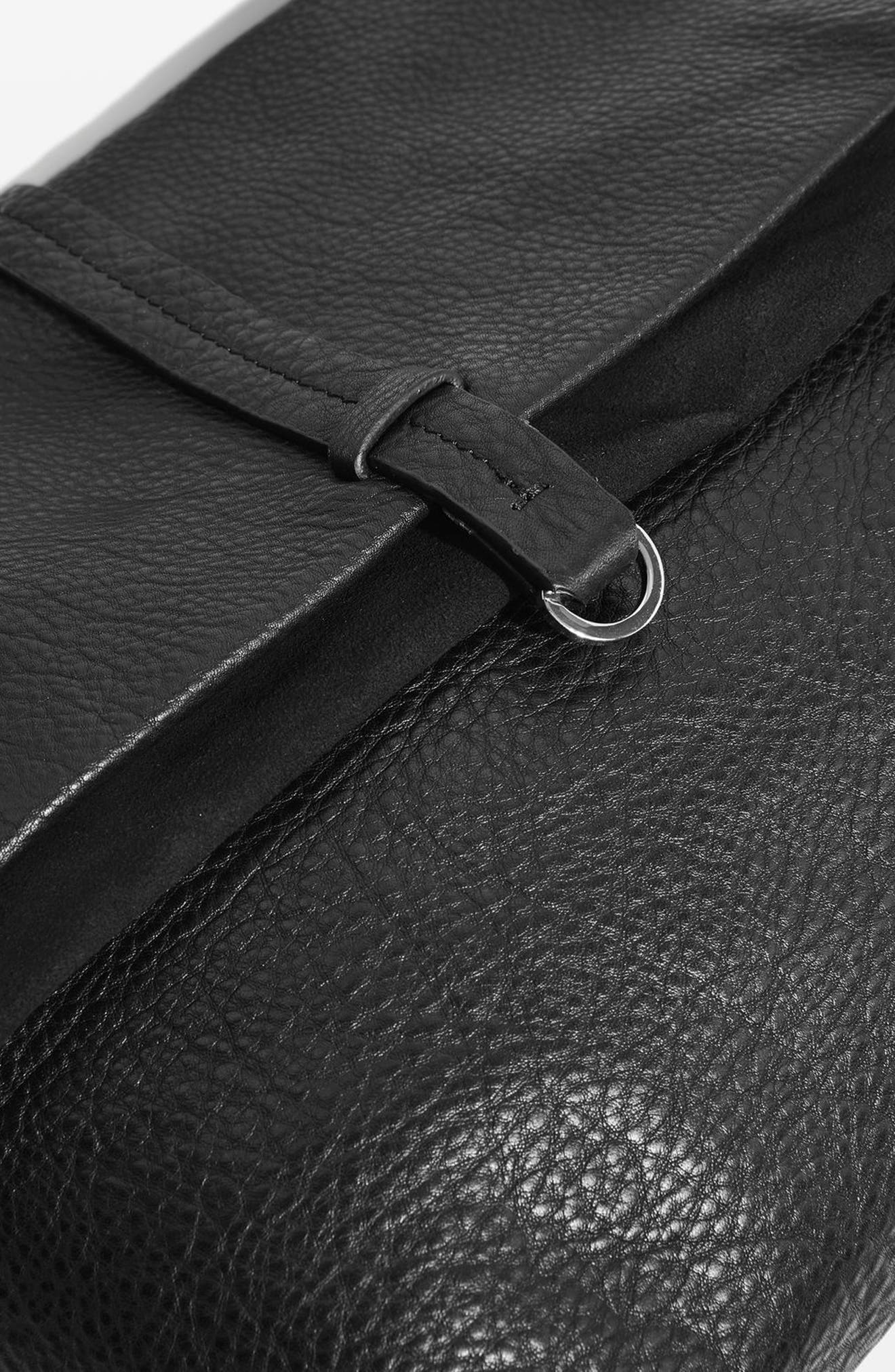 Topshop Premium Leather Studded Calfskin Hobo Bag, Alternate, color, 