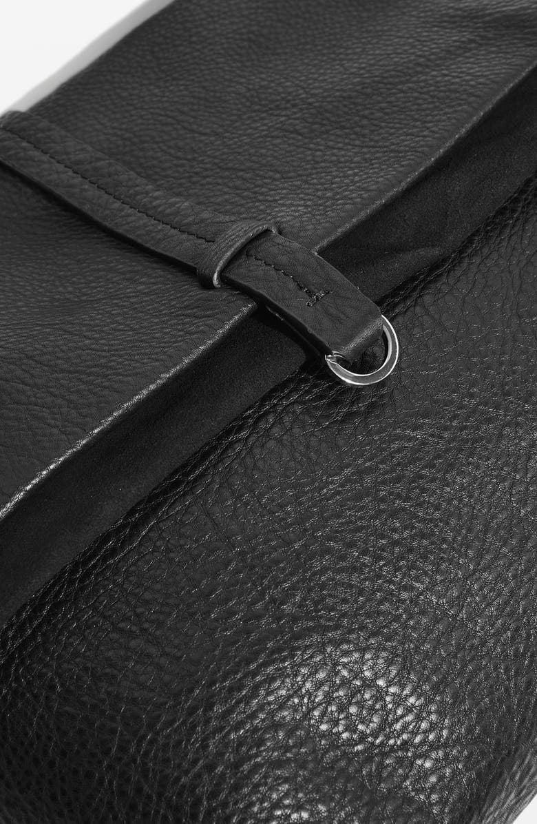 Topshop Premium Leather Studded Calfskin Hobo Bag, Alternate, color,