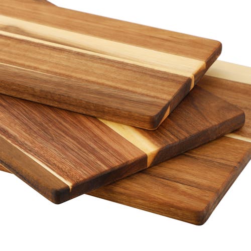 Megachef 3 Piece Acacia Wood Charcuterie Cheese Board Set With Handles In Brown