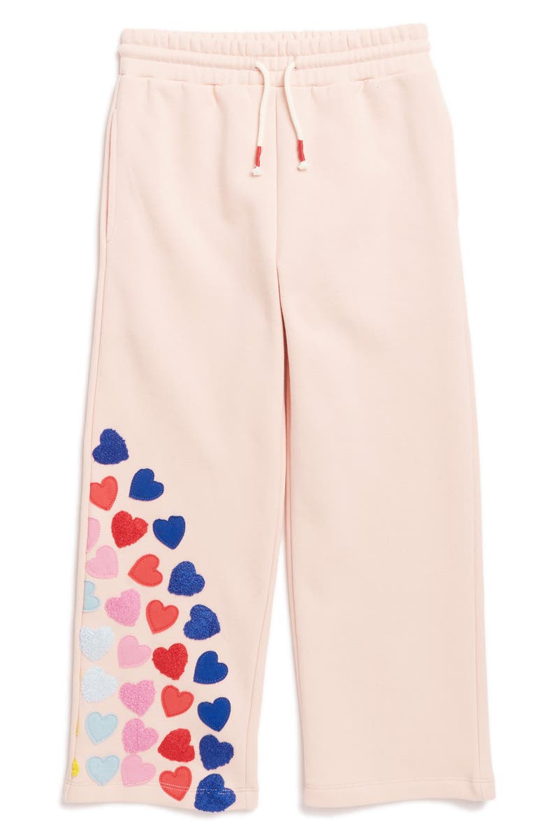 Mini Boden Kids' Heart Appliqué Wide Leg Sweatpants, Main, color, 
