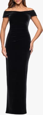 Xscape Evenings Off the Shoulder Velvet Gown