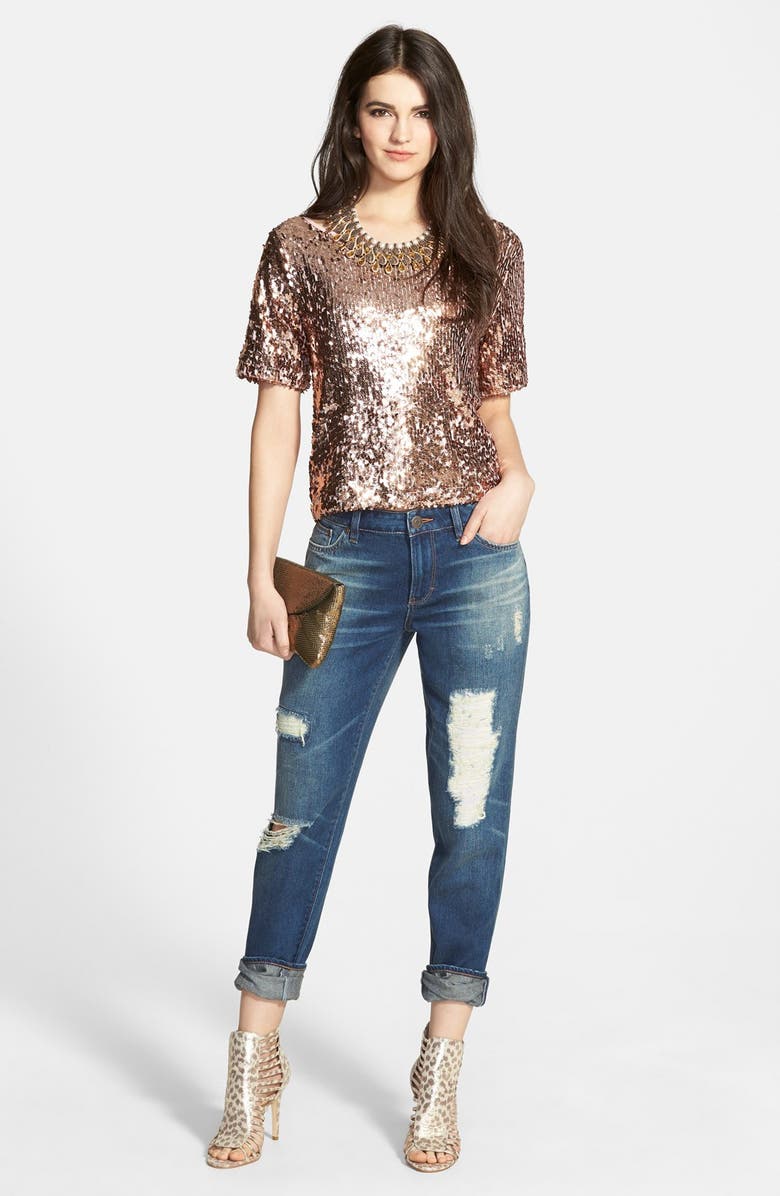 Tildon Short Sleeve Sequin Top, Alternate, color, 